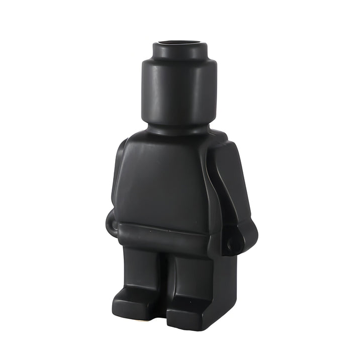 Aesthetic robot vase in black showcasing a sleek minimalist design with pop-culture influence perfect for adding a bold artistic touch to modern home decor.