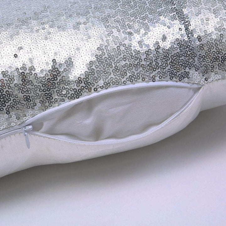 VibeCore Sequin Throw Pillow with Zipper - Shimmering Silver Sequin Design, Plush PP Cotton Fill, Elegant Satin Backing, Zipper Closure for Easy Care, Sparkly Glam Accent for Bedroom, Living Room, or Dorm