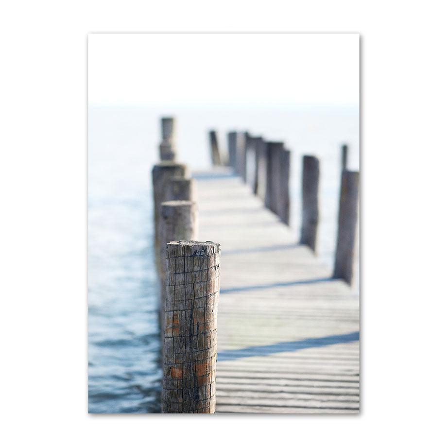 VibeCore Serene Oceanside Canvas Prints Option B: Wooden dock closeup