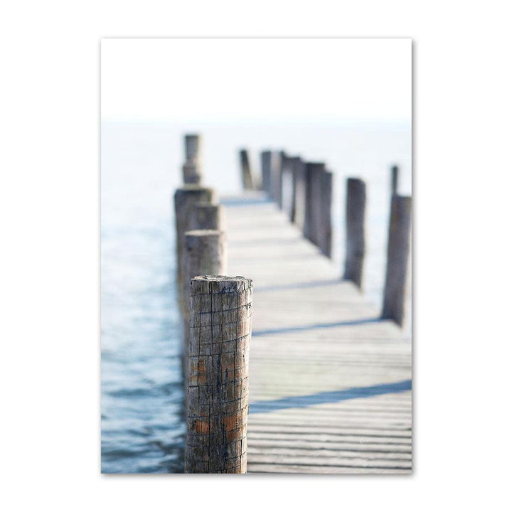 VibeCore Serene Oceanside Canvas Prints Option B: Wooden dock closeup