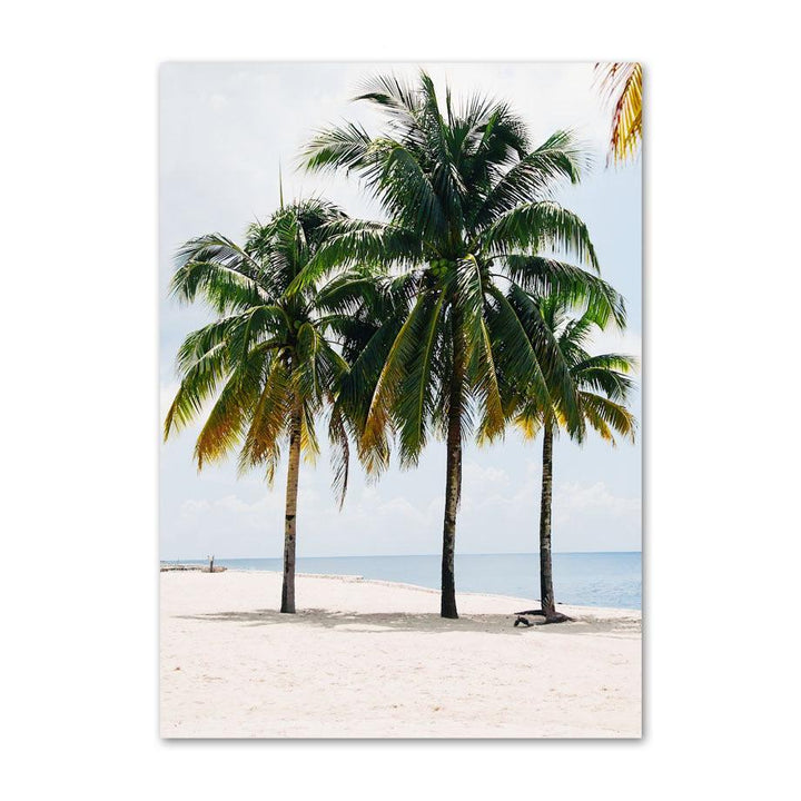 VibeCore Serene Oceanside Canvas Prints Option D: Palm trees on a beach