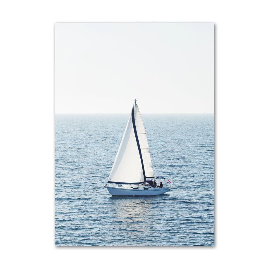 VibeCore Serene Oceanside Canvas Prints Option E: Sailboat on ocean