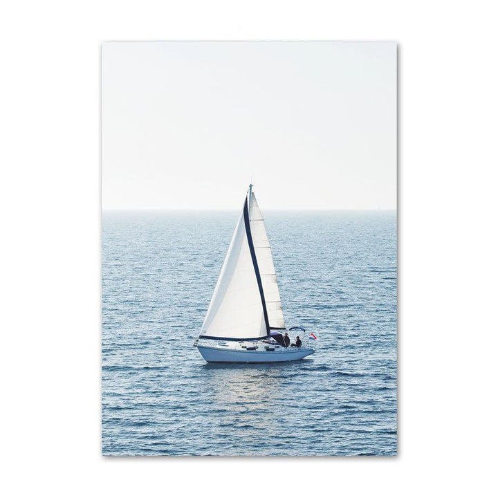 VibeCore Serene Oceanside Canvas Prints Option E: Sailboat on ocean