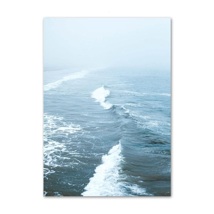 VibeCore Serene Oceanside Canvas Prints Option I: Close up of waves on misty ocean