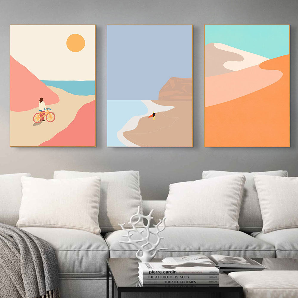 VibeCore Simple Landscape Canvas Prints Framed On Wall