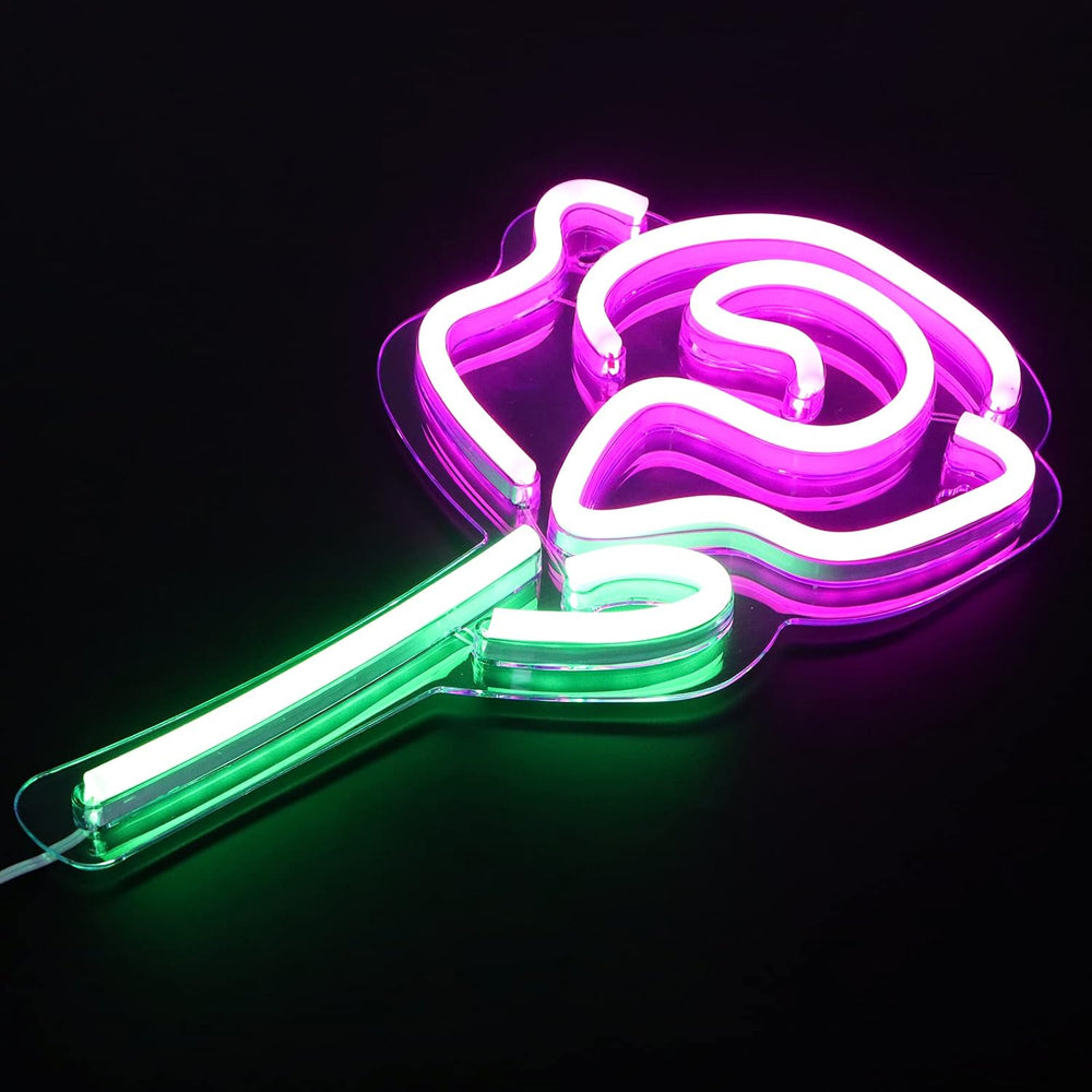 VibeCore Single Rose Neon Light Aerial Side View