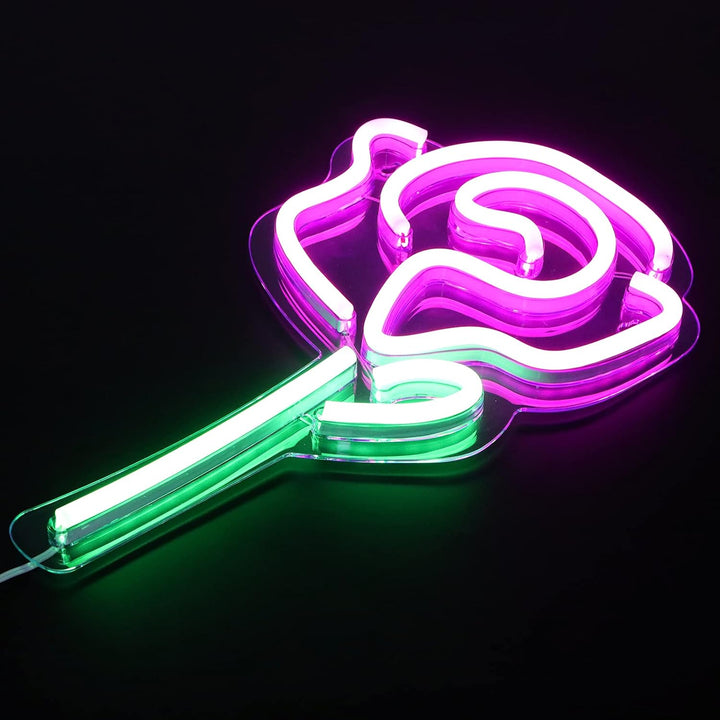 VibeCore Single Rose Neon Light Aerial Side View