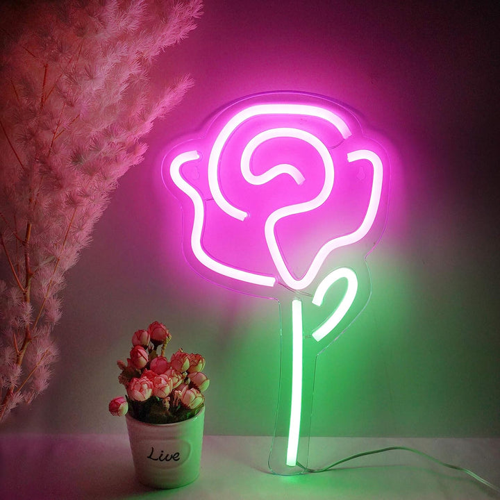 VibeCore Single Rose Neon Light Standing Up