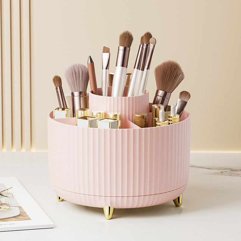 Sleek Spin Organizer Light Pink, 360-Degree Rotating Storage for Makeup Brushes and Office Supplies