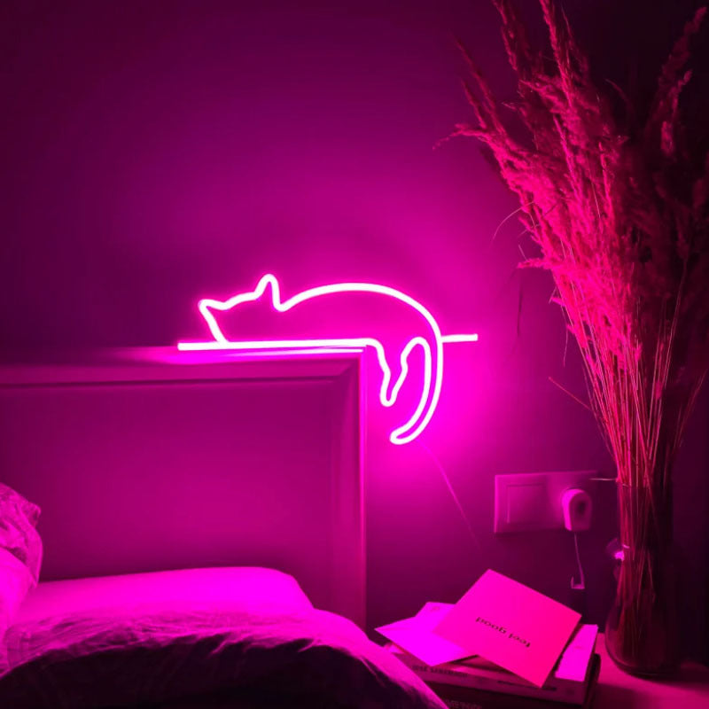 VibeCore Sleeping Cat Neon Light Above Bed