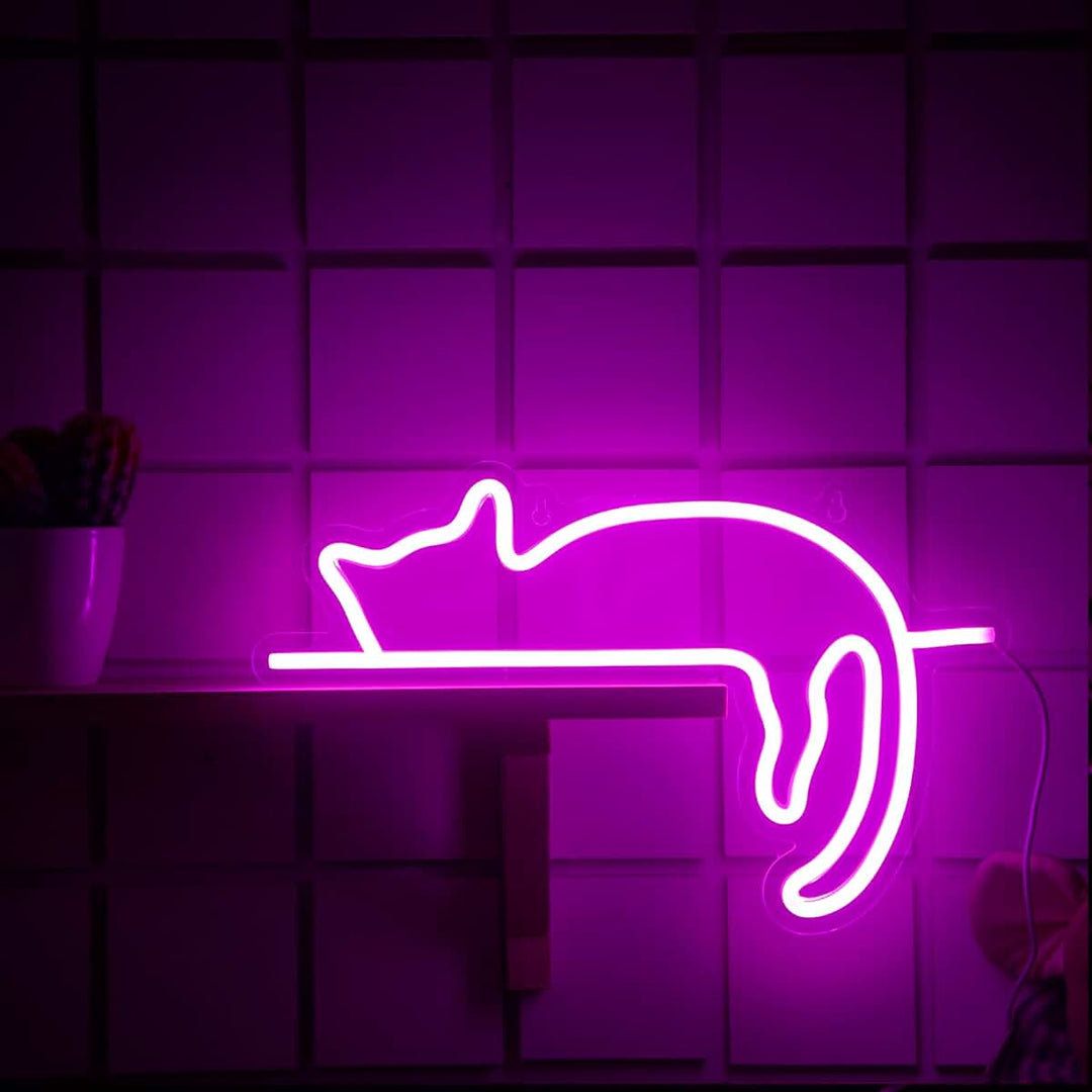 VibeCore Sleeping Cat Neon Light On Shelf