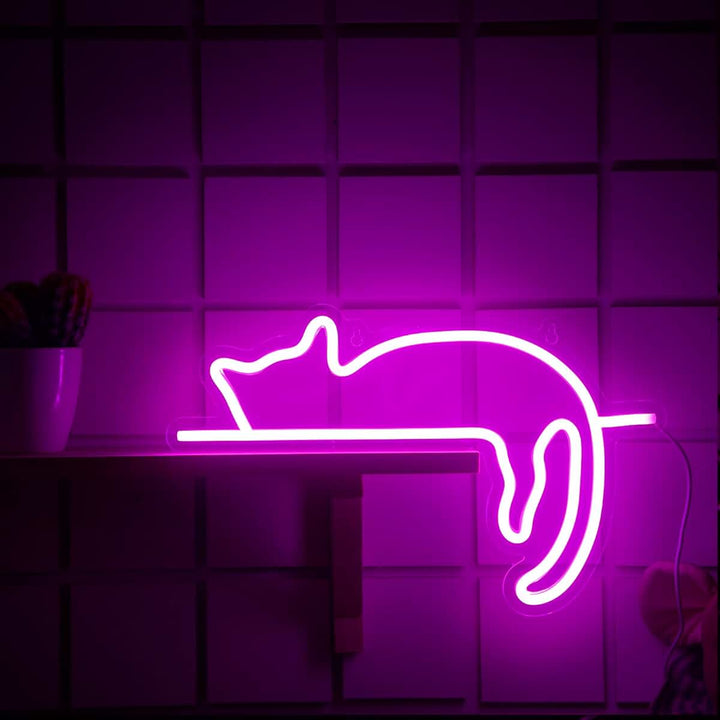 VibeCore Sleeping Cat Neon Light On Shelf