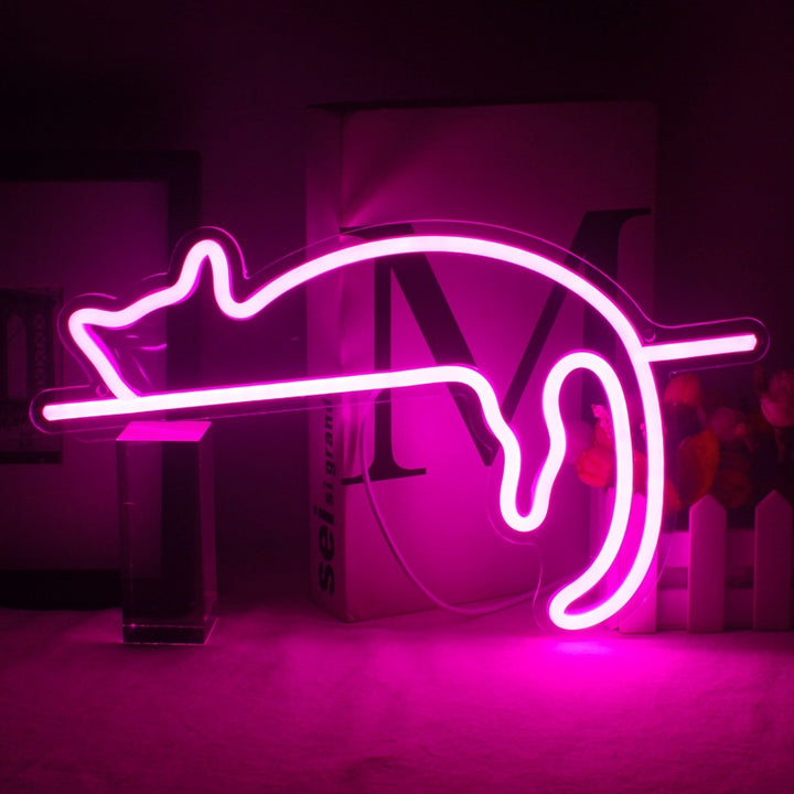 VibeCore Sleeping Cat Neon Light On Table