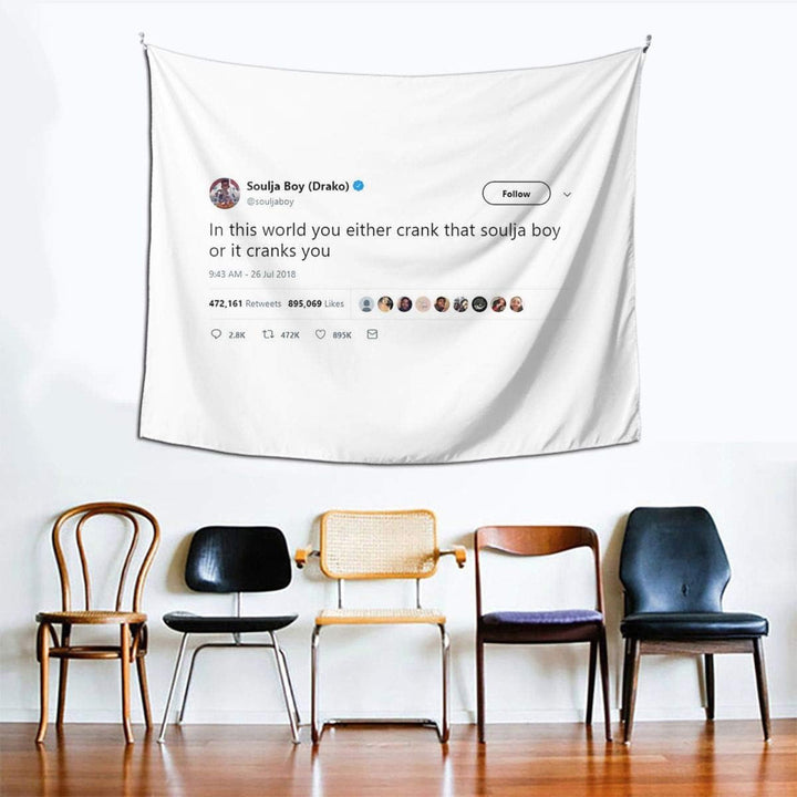VibeCore Soulja Boy Tweet Tapestry Hanging On Wall