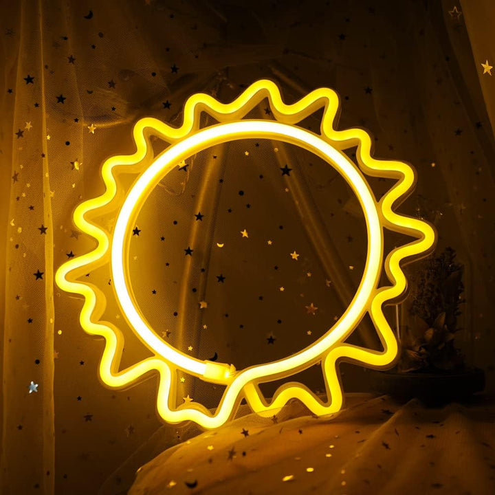 VibeCore Sun Neon Light On Curtain