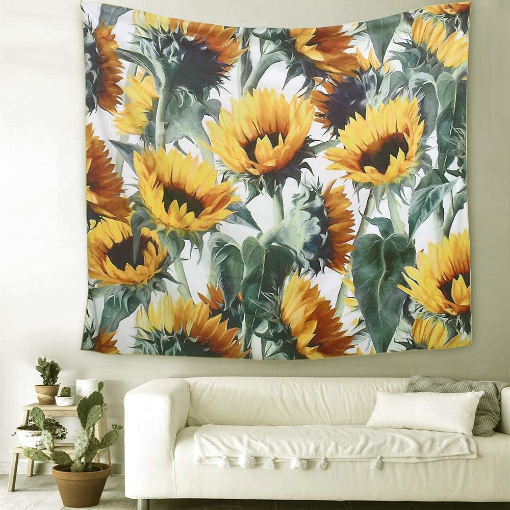 VibeCore Sunflowers Tapestry On Wall In Living Room