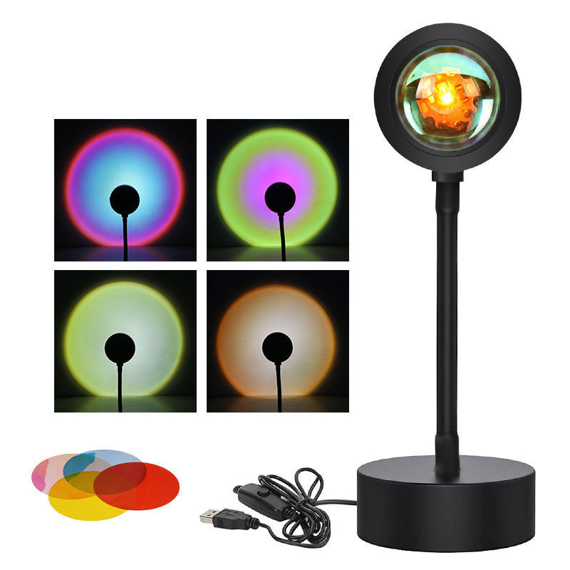 VibeCore Sunset Lamp showcasing multiple blue color options, creating a calming and cool ambiance with vibrant projections.