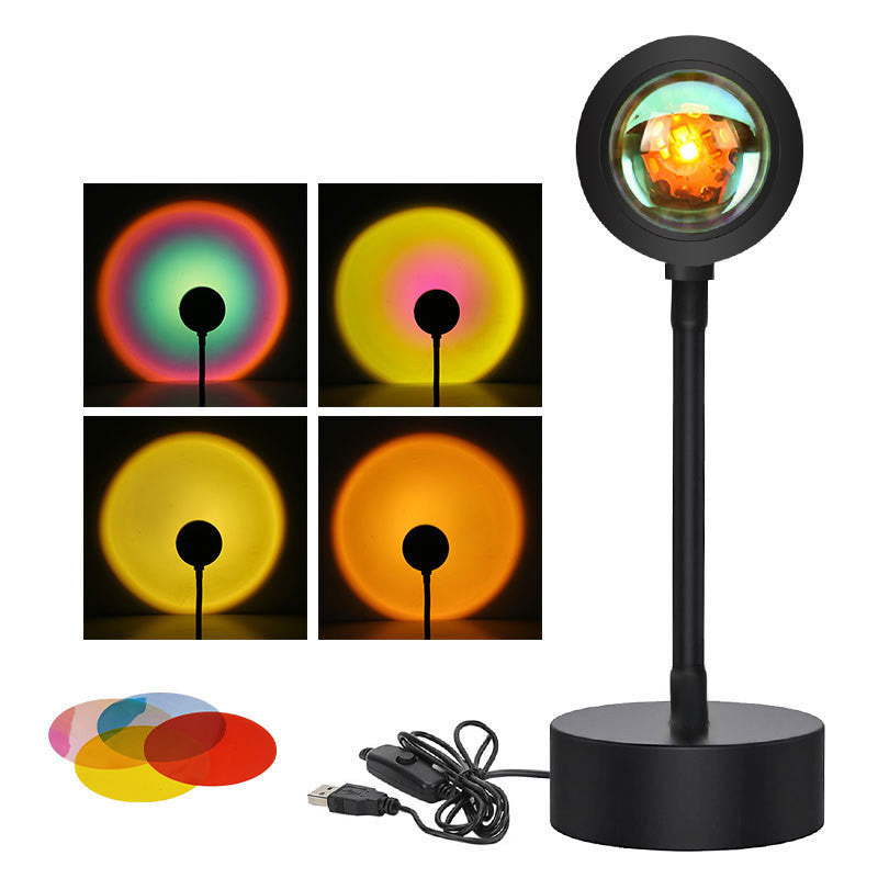 VibeCore Sunset Lamp displaying yellow light options, casting a warm golden glow perfect for creating a cozy, inviting atmosphere.