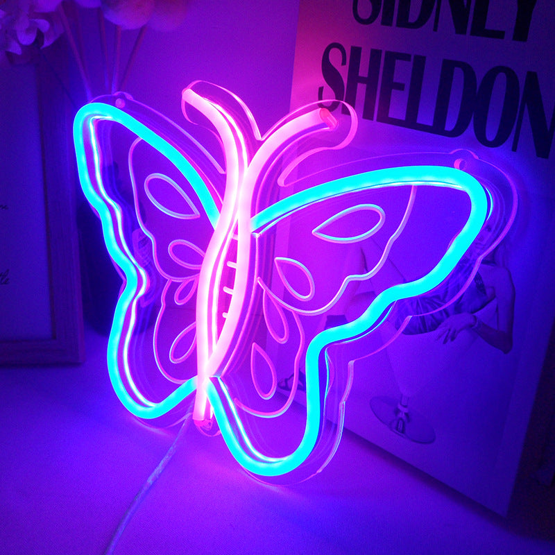 VibeCore Sweet Butterfly Neon Light Blue and Pink