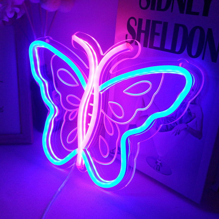 VibeCore Sweet Butterfly Neon Light Blue and Pink