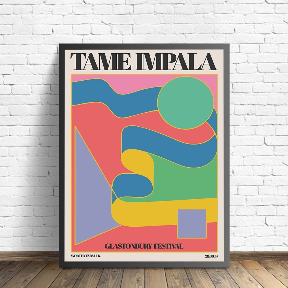 VibeCore Tame Impala Canvas Print Framed On Floor Against Wall