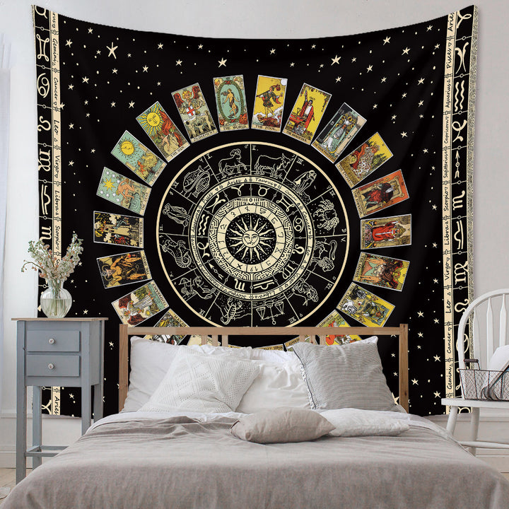 VibeCore Tarot Card Mandala Tapestry Behind Bed In Bedroom