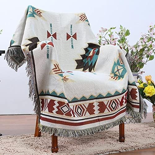 VibeCore Terra Medallion Woven Blanket draped over a chair, featuring its earthy medallion design and reversible cotton fabric for a cozy and stylish look.