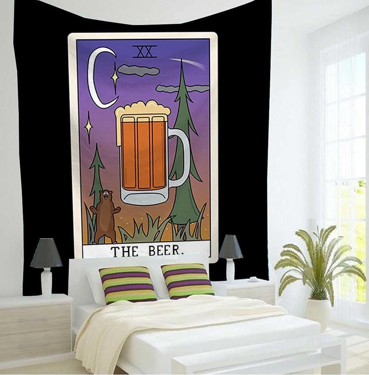 VibeCore The Beer Tarot Tapestry On Bedroom Wall