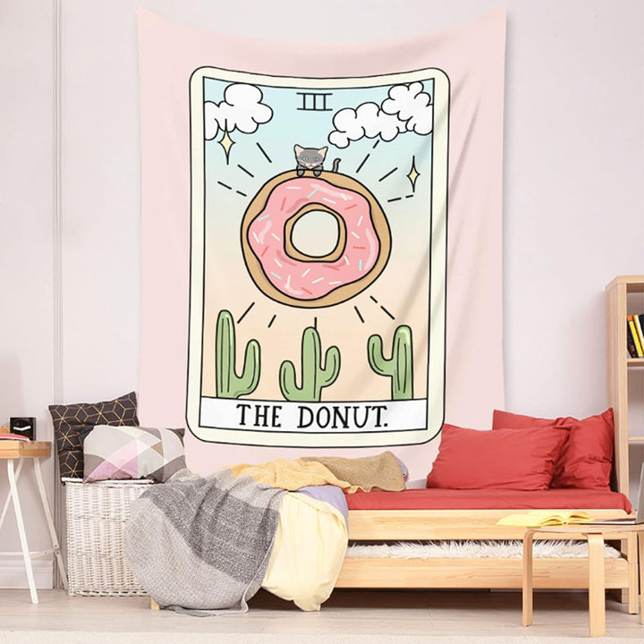 VibeCore The Donut Tarot Tapestry Hanging In Bedroom
