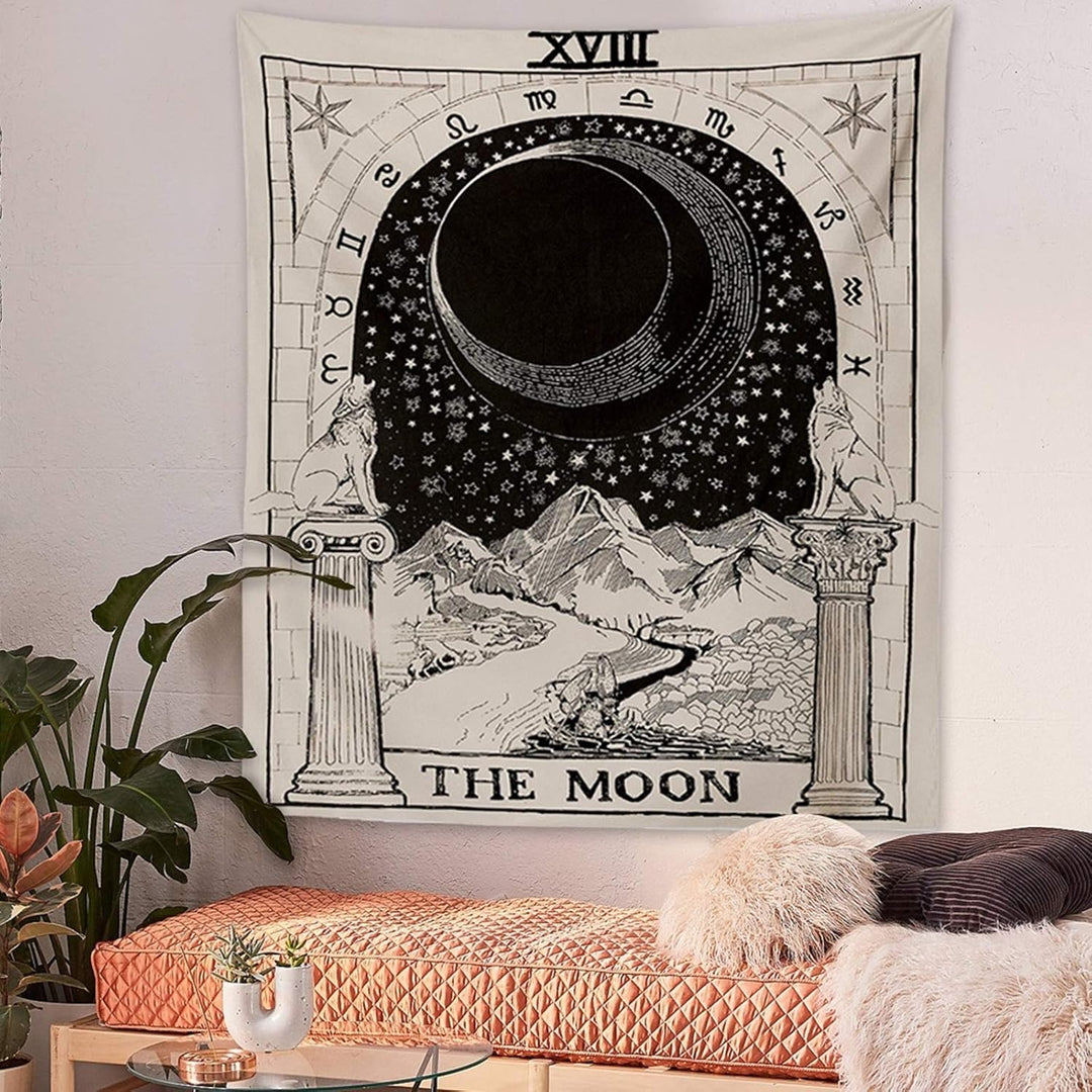 VibeCore The Moon Tarot Card Tapestry On Wall