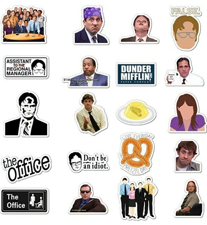 VibeCore The Office Stickers showcasing 20 unique, vibrant designs of iconic quotes and characters. Durable, fade-resistant, and perfect for customizing laptops, water bottles, and notebooks.