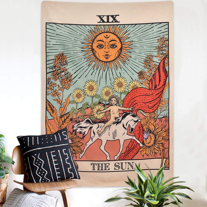 VibeCore The Sun Colorful Tarot Tapestry On Wall