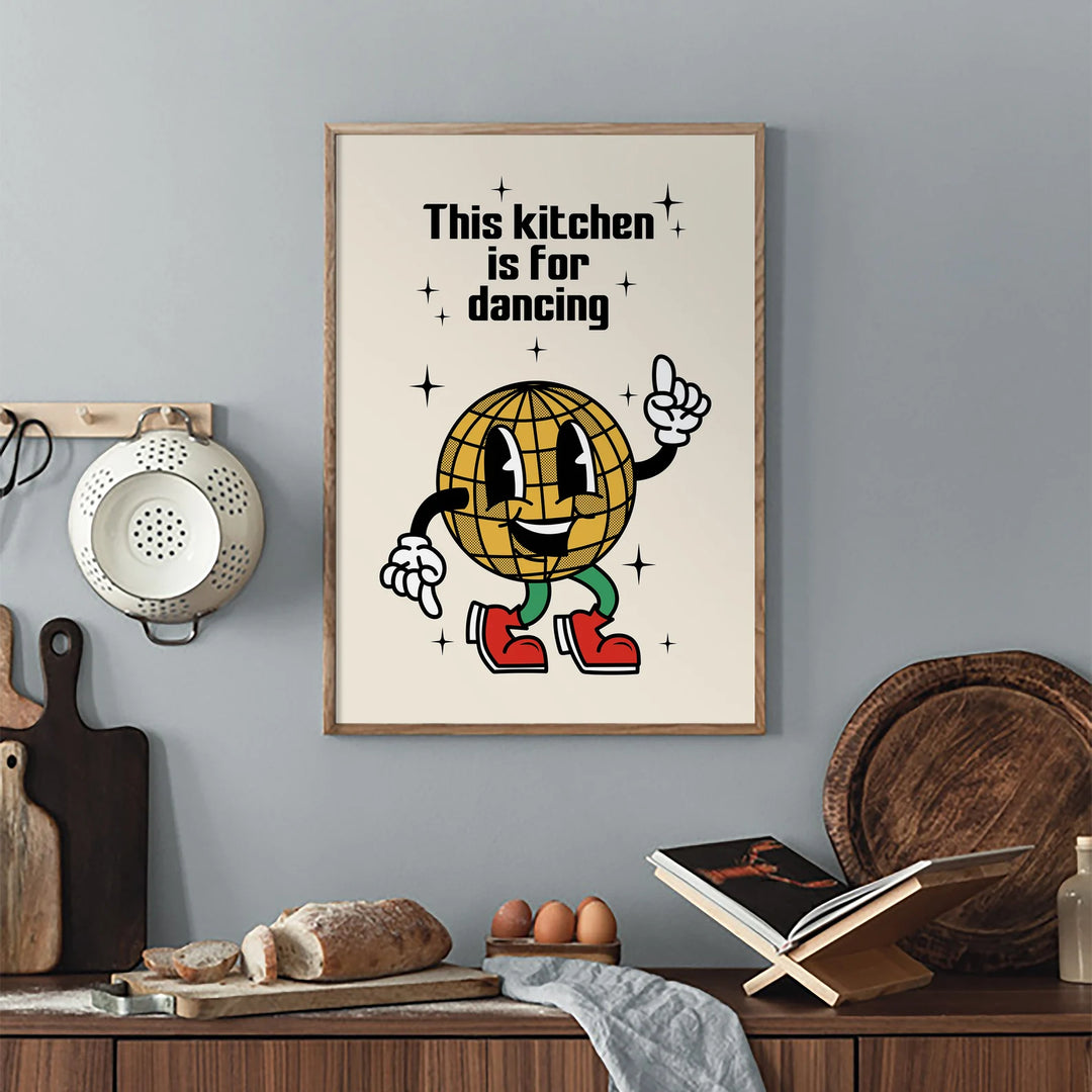 VibeCore This Kitchen Is For Dancing Funky Disco Ball Canvas Prints Option A