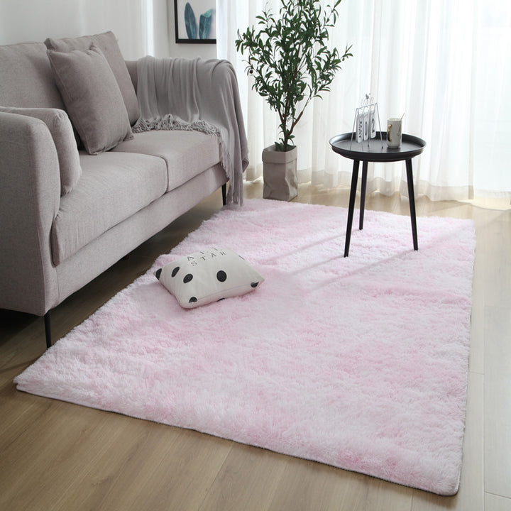 VibeCore Tie-Dye Area Rug Light Pink, soft polyester fiber rug with a gentle light pink tie-dye design, non-slip backing for stability, perfect for adding a cozy, retro touch to any room.