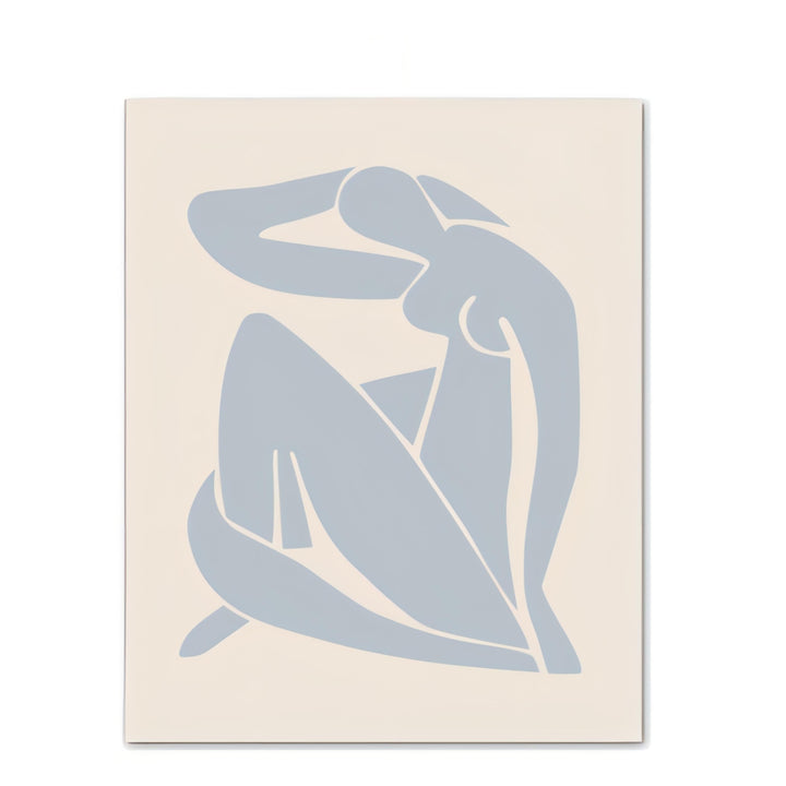 VibeCore Timeless Blue Canvas Posters featuring a pastel blue abstract figure design. This modern, minimalist art piece adds a serene and artistic touch to any bedroom, dorm, or apartment, with its calming hues and dynamic composition.