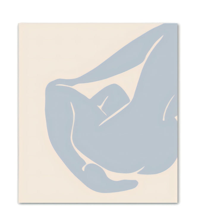 VibeCore Timeless Blue Canvas Posters featuring a pastel blue abstract figure design from the back. This modern art piece offers a unique perspective, blending soft blue tones with abstract shapes to bring a peaceful and artistic vibe to your space.