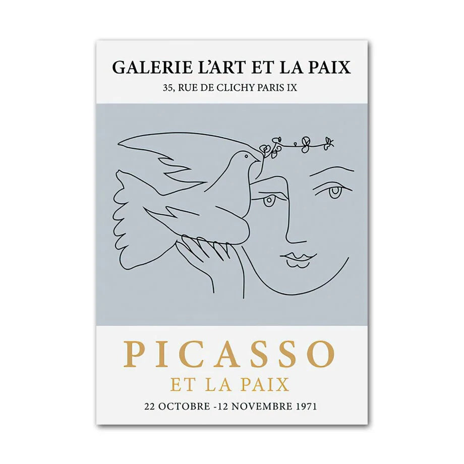 VibeCore Timeless Blue Canvas Posters featuring a pastel blue print of 'Galerie L'art Et La Paix.' This serene, art-inspired design combines peaceful tones with a minimalist touch, adding sophistication to any bedroom, dorm, or apartment.