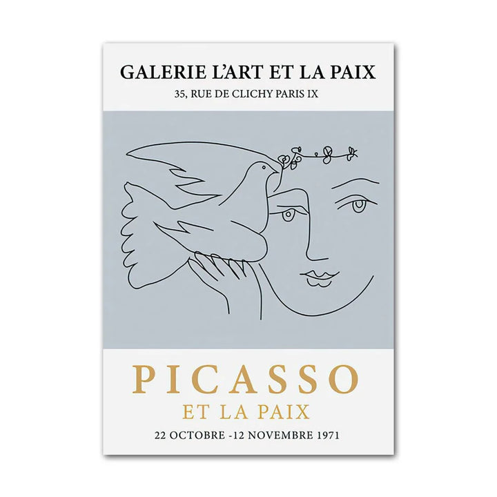 VibeCore Timeless Blue Canvas Posters featuring a pastel blue print of 'Galerie L'art Et La Paix.' This serene, art-inspired design combines peaceful tones with a minimalist touch, adding sophistication to any bedroom, dorm, or apartment.