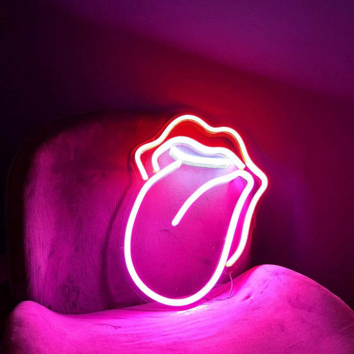 VibeCore Tongue Out Neon Light On Chair