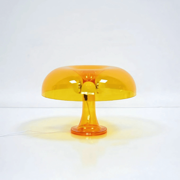 VibeCore Transparent Vintage 60s Mushroom Lamp in orange, unlit, featuring a retro design with a minimalist and stylish look, ready to add a vibrant pop to any space.