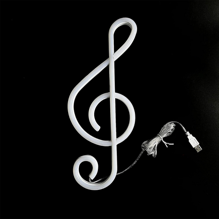 Includes Treble Clef Neon Light, USB power cable, user manual, and safe packaging for secure shipping.