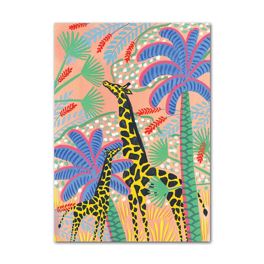 VibeCore Tropical Jungle Canvas Prints Option B: giraffes in the jungle
