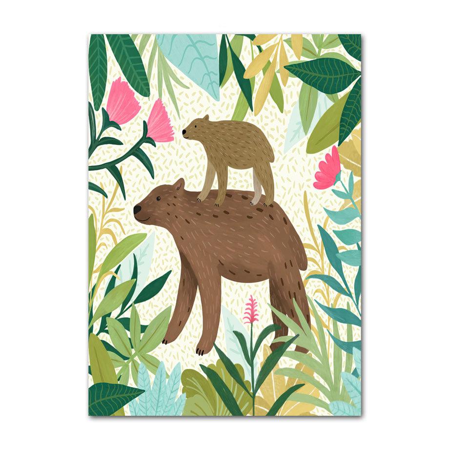 VibeCore Tropical Jungle Canvas Prints Option F: Bears in forest