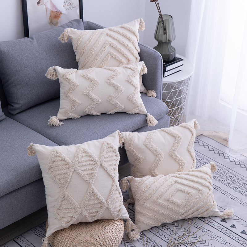 VibeCore Tufted Farmhouse Throw Pillow Covers in various colors, featuring a textured tufted design for rustic charm and modern comfort, perfect for adding a cozy, inviting atmosphere to any room.