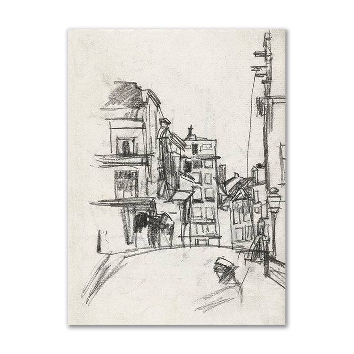 VibeCore Vintage European Canvas Prints Option C: Sketch of old city street