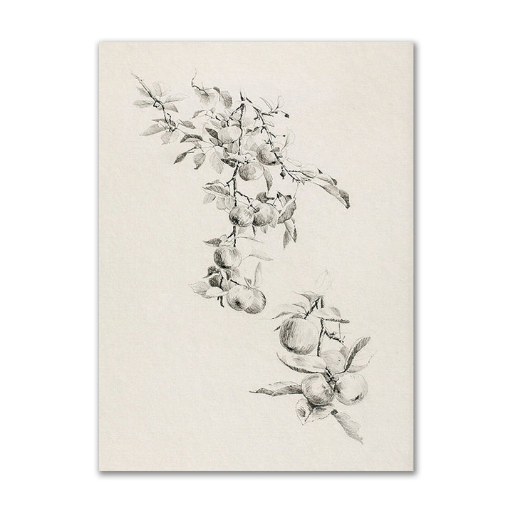 VibeCore Vintage European Canvas Prints Option H: Drawing of fruit tree branch