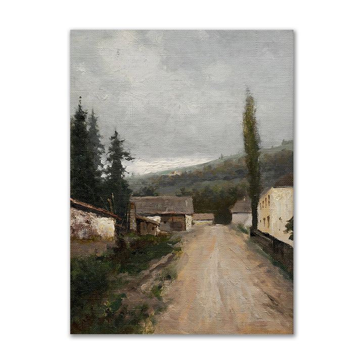 VibeCore Vintage European Canvas Prints Option I: Painting of village street
