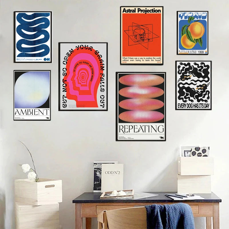 VibeCore Vintage Japanese Abstract Canvas Prints