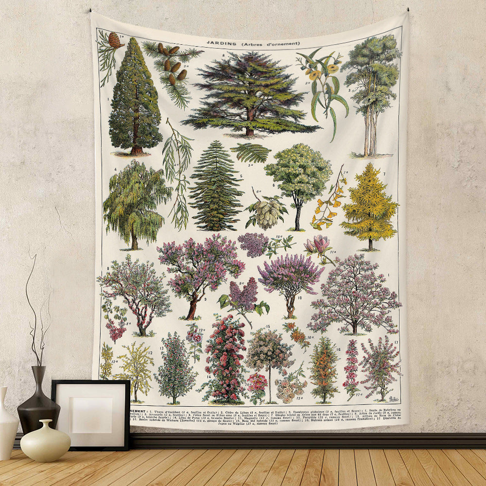 VibeCore Vintage Tree Chart Tapestry On Wall