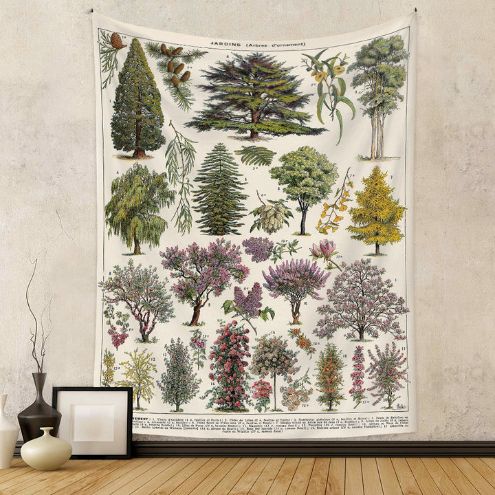 VibeCore Vintage Tree Chart Tapestry On Wall